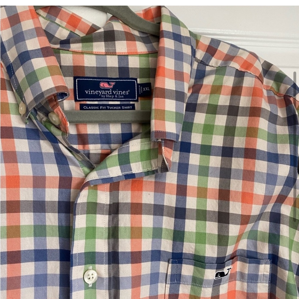 Vineyard Vines Classic Fit Tucker Shirt Plaid Whale XX Large Multi-Color Button